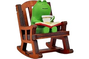 Miniature Frog Figurine - Desk Decoration - Playful Decor for Gardens (Rocking Chair Frog)