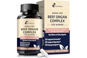 FEMMETRA Female-Optimized Beef Organ Complex Superfood Supplement, Beef Liver, Kidney, Heart, Uterus & 6 More, Balance Hormones, Energy & Women's Overall Wellness, with Milk Thistle, Zinc, Grass-Fed, 60 Day