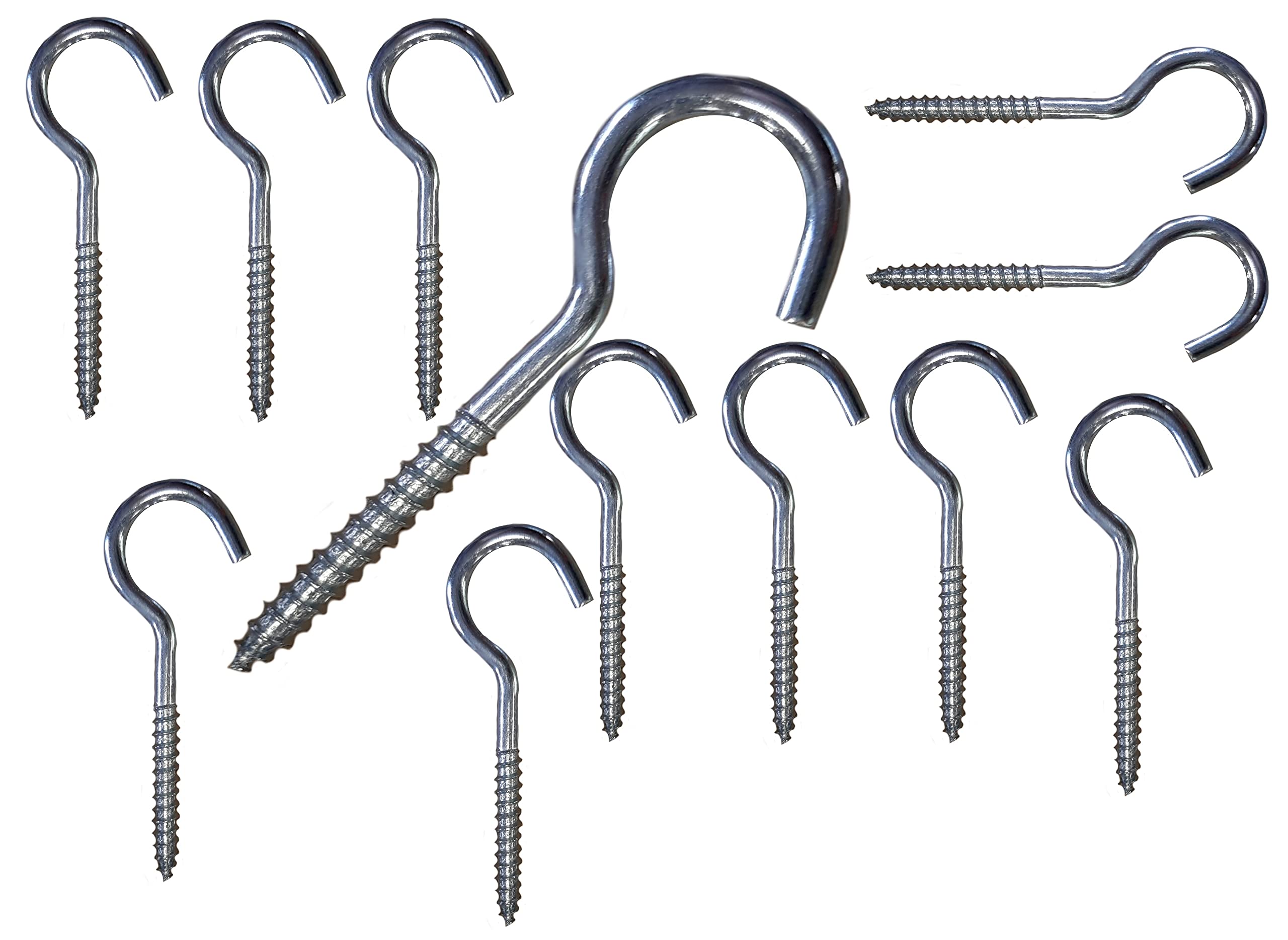 LLB Screw in Hooks Plain Ceiling Cup Screw-in Hooks M6 Large Heavy Duty Cup Hooks for Hanging Lights Eye Big Size: 6mm x 80mm (0.24" x 3.15") Box of 12pcs