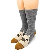 WARRIOR ALPACA SOCKS - Baby Alpaca Wool Happy Family Alpaca Face Socks (Grey/Ivory/Gold, Adult Small)