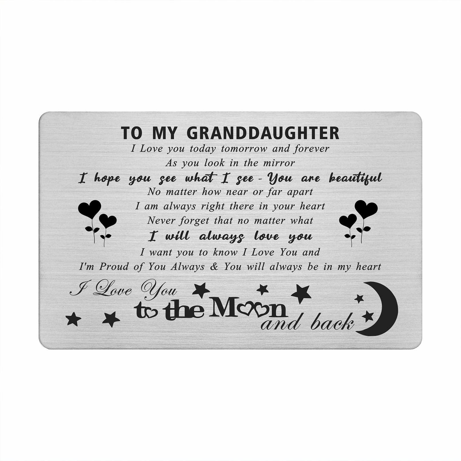 Fetiger Granddaughter Mothers Day Gifts from Grandma - I Love You To The Moon And Back - I Love My Granddaughter Gifts Wallet Card from Grandparent