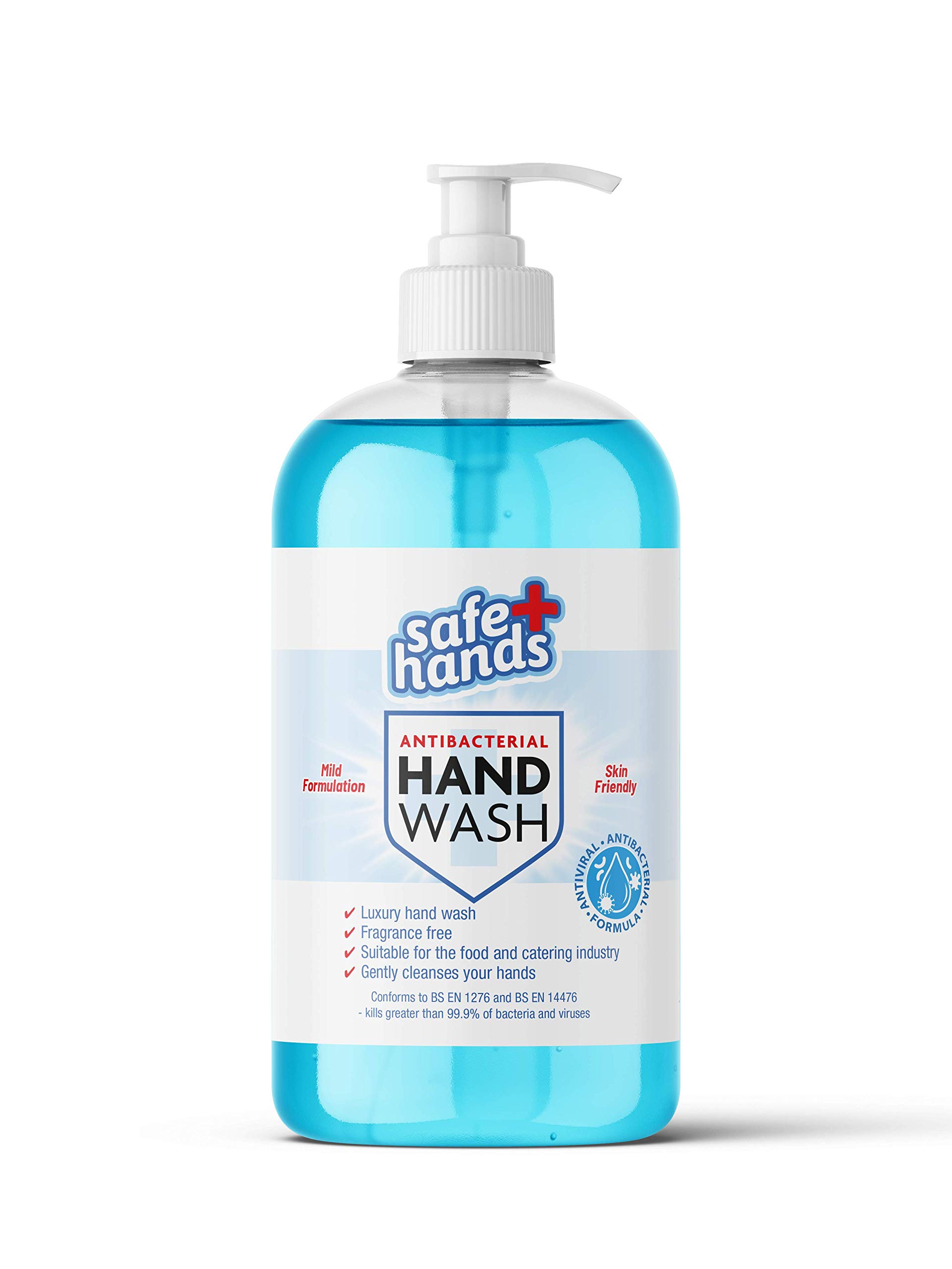Safe Hands | Hand Wash Liquid Soap | Unfragranced | 500ml | Antibacterial & Antiviral | Anti Bac | Gentle & Kind to Skin | Tested & Certified | Kills >99.99% of Bacteria & Viruses | Anti Bac | Refill