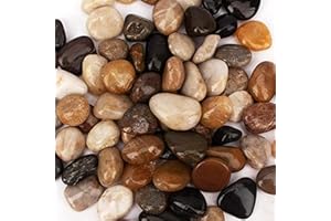 CFKJ [18 Pounds] Pebbles Aquarium Gravel River Rock, Natural Polished Decorative Gravel,Garden Ornamental River Pebbles Rocks, Mixed Color Fish Tank Stones，Polished Gravel for Landscaping (Multicolor)
