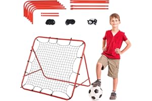 lesolar Portable Soccer Rebounder Bounce Back Net with 2 Nets, 3.35FT X 3.28FT Volleyball Baseball Rebounder Net, Angle Adjustable Tennis Practice Rebounder, Soccer Rebounder Board Training Equipment