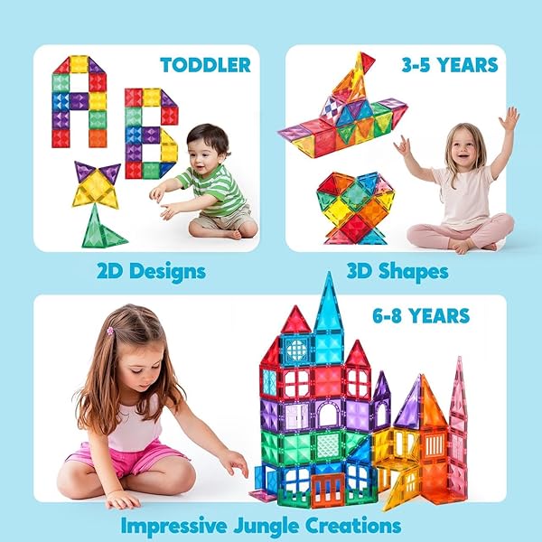 SYNCFUN 110PCS MAGNETIC BUILDING TILES – 3D MAGNET TILES WITH VEHICLE – CONSTRUCTION BLOCKS SET FOR KIDS – STEM SENSORY LEARNING EDUCATIONAL TOYS BIRTHDAY GIFT FOR 3 4 5 6 7 YEAR OLD