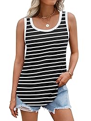AUTOMET Womens Loose Fit Casual Flowy Tank Tops