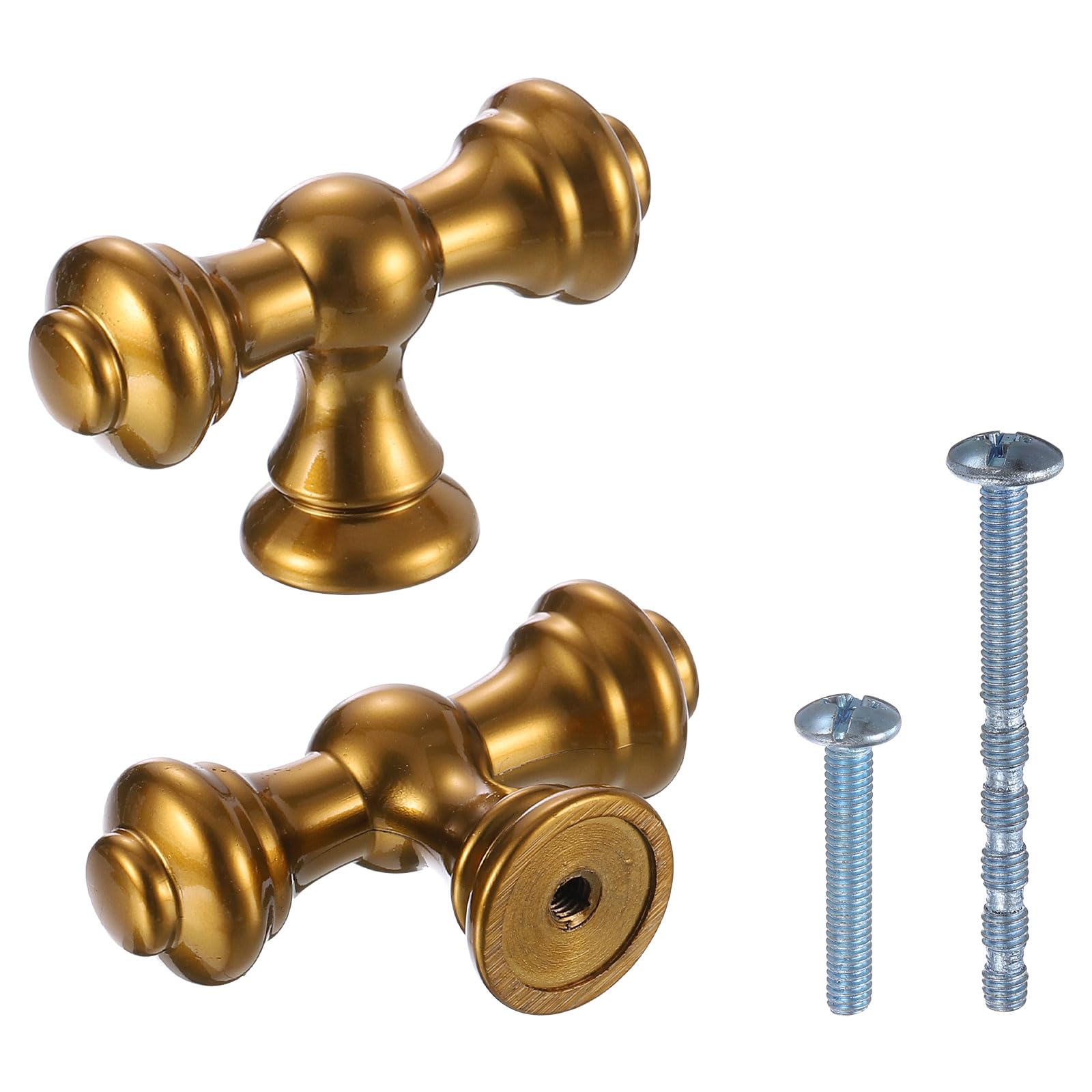 Uxcell 20pcs Champagne Copper Kitchen Knobs, Single Hole Kitchen Drawer Handles Zinc Kitchen Dresser Knobs Drawer Straight Knobs Hardware Pulls for Kitchen Cupboard