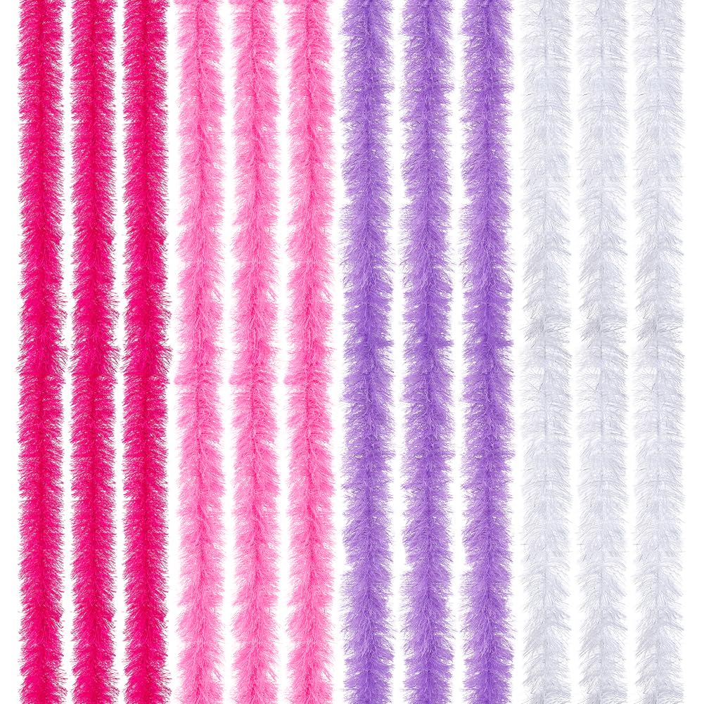 MAYJOYDIY 12Pcs 4 Colors 1.5M Feather Boas Bulk Artificial Boas Decor Polyester Feather Strips with 304 Stainless Steel Wire for Wedding Costume Dress Tea Party DIY Crafts