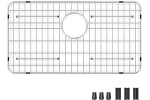 RURAYATI Stainless Steel Sink Grid and Protectors for Bottom of Kitchen Sink, 26" x 14" with Rear Drain for Single Sink Bowl (26" X 14 1/16")