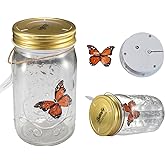 Fangfang LED Lamp Romantic Glass Animated Butterfly Jar Gift Decoration (Orange)