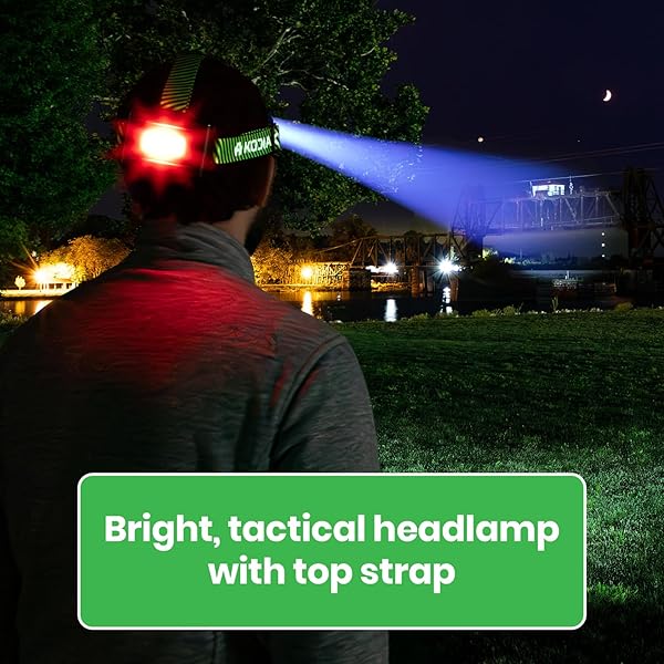 KODIAK 1000 LUMEN RECHARGEABLE HEADLAMP – LED HEAD LAMPS WITH PUSH-PULL FOCUS, 3 MODES, RECHARGEABLE HEADLIGHT, ADJUSTABLE TILT, HEAD LIGHTS FOR FOREHEAD