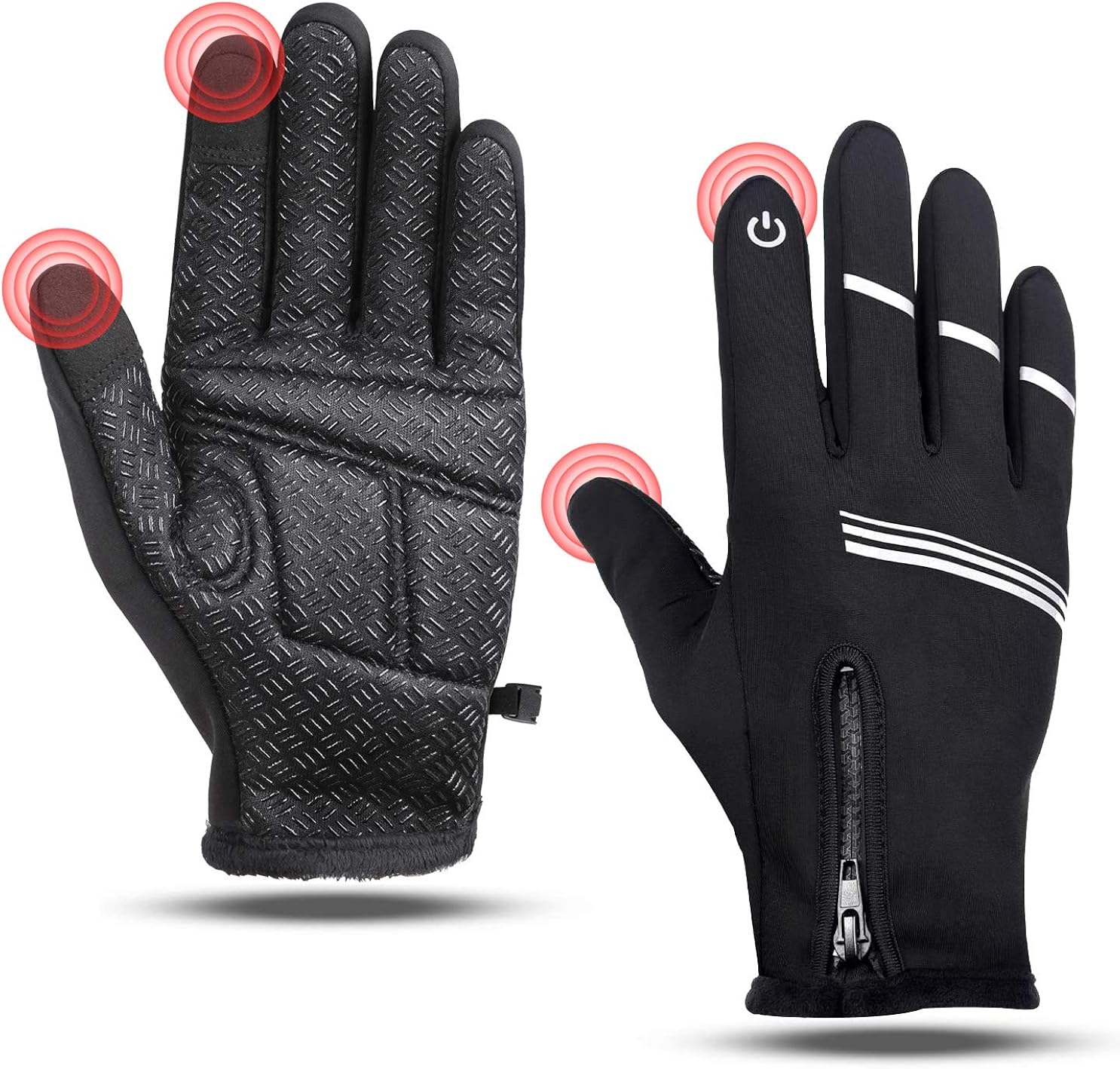 JEPOZRA Winter Thermal Waterproof Cycling Gloves for Men Women Touch