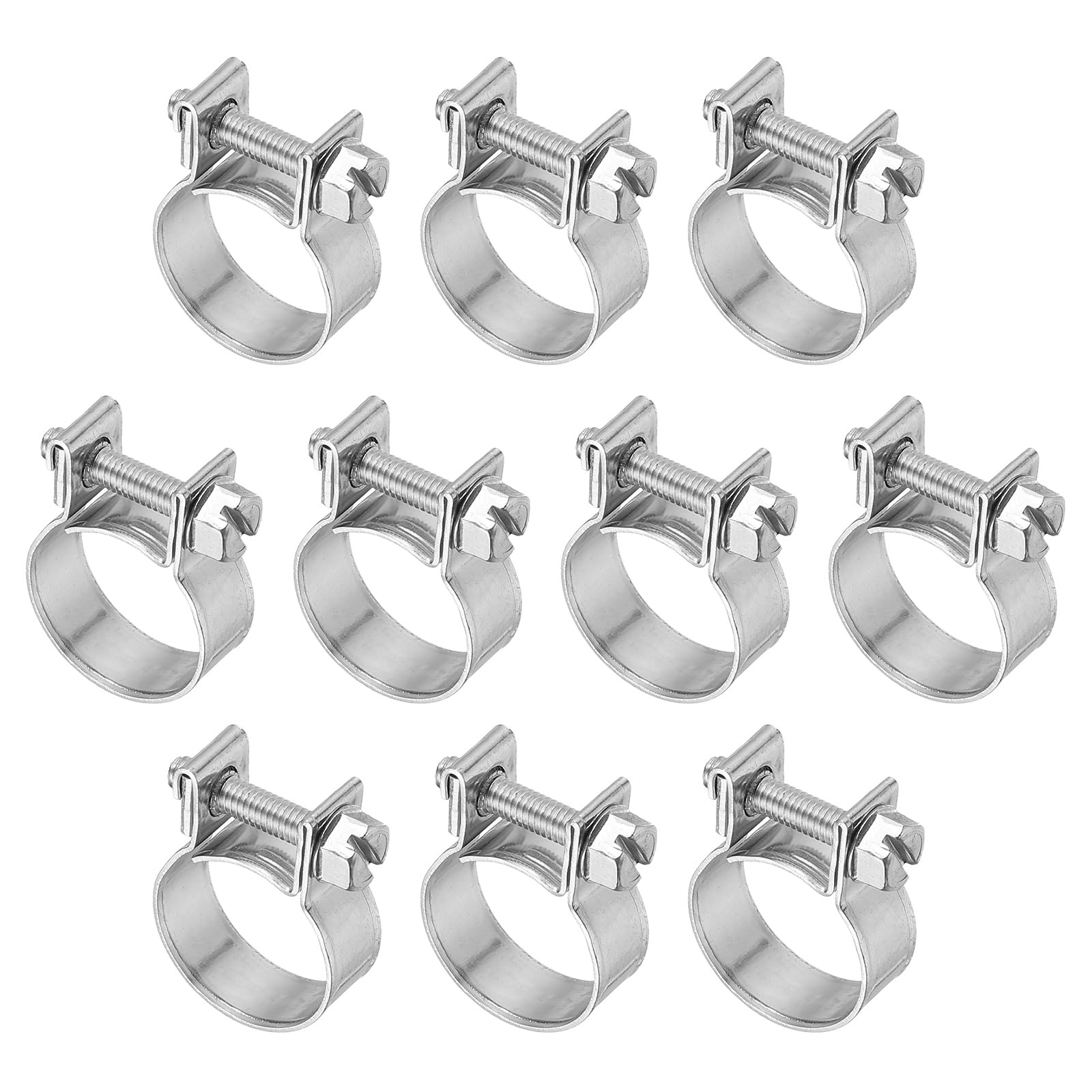 PATIKIL 10 Pcs 17-19mm Mini Fuel Injection Hose Clamps Stainless Steel Adjustable Clamp