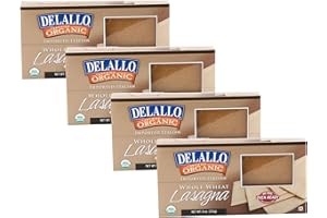 DeLallo Whole Wheat Lasagna Noodles, 9 Ounce Box, 4 Pack, Oven-Ready, 100% Whole Grain Pasta, Made with Durum Wheat, Made in Italy