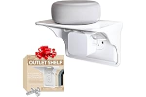 Storage Theory Power Perch - Wall Outlet Shelf Transforms Horizontal Electrical Outlet into a Space-Saving Display! Ideal for Alexa, Electric Toothbrush & More – Socket Shelf (White, 1 Pack)