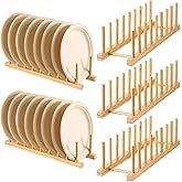 Lyksgir 5 Pcs Bamboo Dish Racks, 8 Slots, Vertical Drainer, Plate Drying Stand Holder, Kitchen Cabinet Organizer for Dish, Pot Lids, Plates, Cups, and Cutting Boards and Books