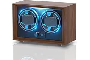 iFregga Watch Winder, 2/4/6/10 Slots Automatic Watch Winders with Serenity Blue Backlight and Memory Foam Pad, Open Lid Tech, 4 Modes (USB-DC Power Cord)