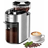 Lonkion Coffee Grinder - Electric Burr Coffee Grinder with 28 Adjustable Settings for Espresso, Drip, French Press - Stainless Steel Coffee Bean Grinder with Anti-Static, 2-12 Cup for Home Use, Black