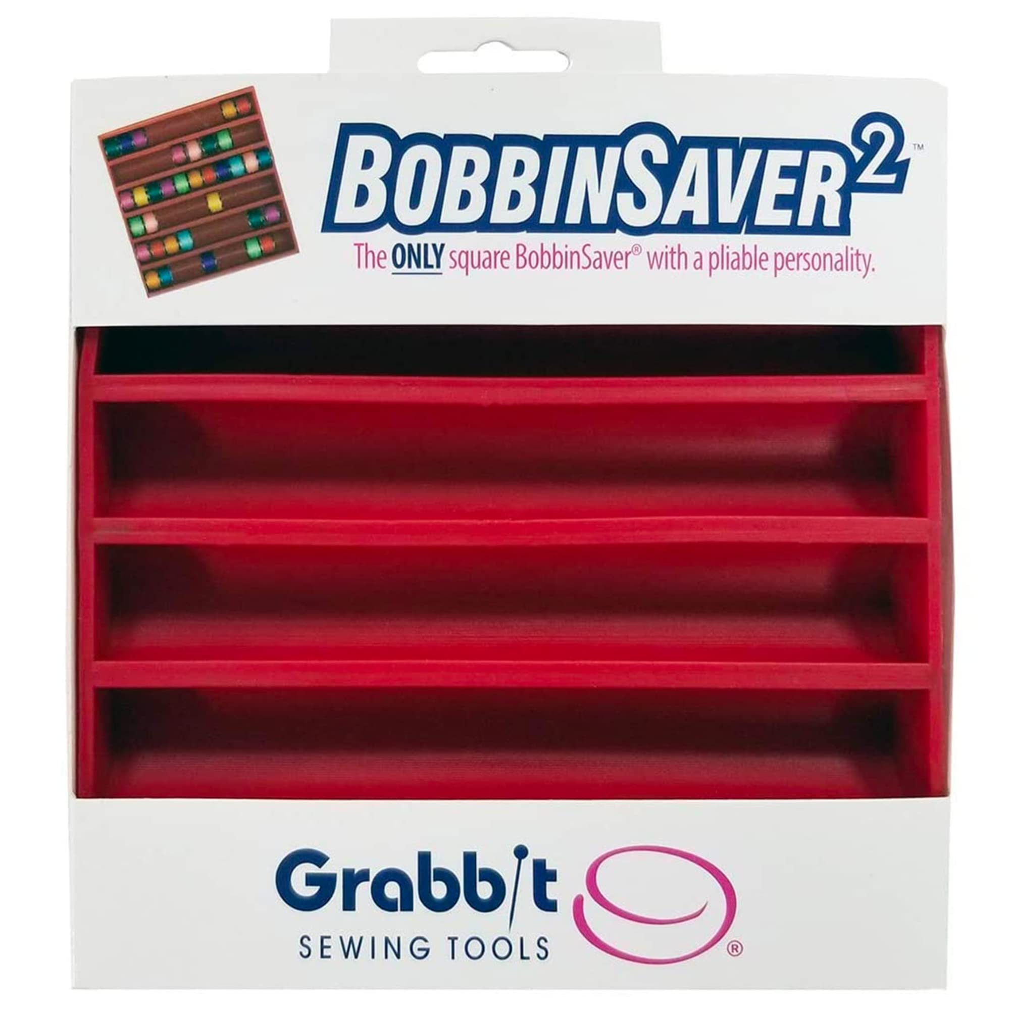 Euro-NOTIONS Saver 2 Square, Red, Holds Up to 66 Bobbins, One Size