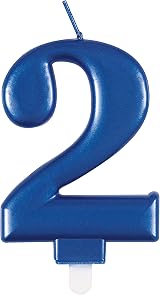 Unique Dazzling Metallic Blue Number 2 Birthday Candle - 1 Pc