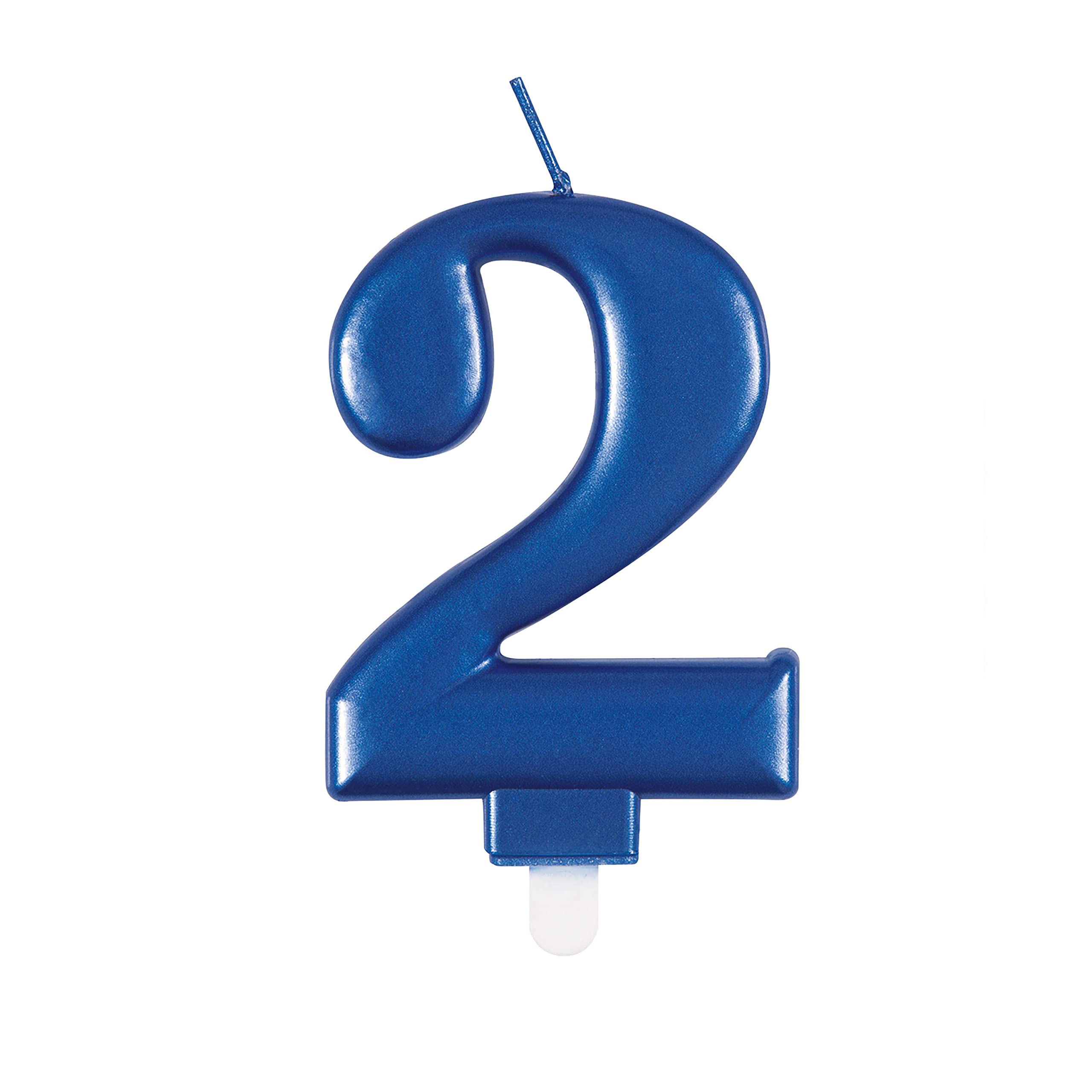 Dazzling Metallic Blue Number 2 Birthday Candle - Perfect Cake Topper for Unforgettable Milestones - 1 Pc
