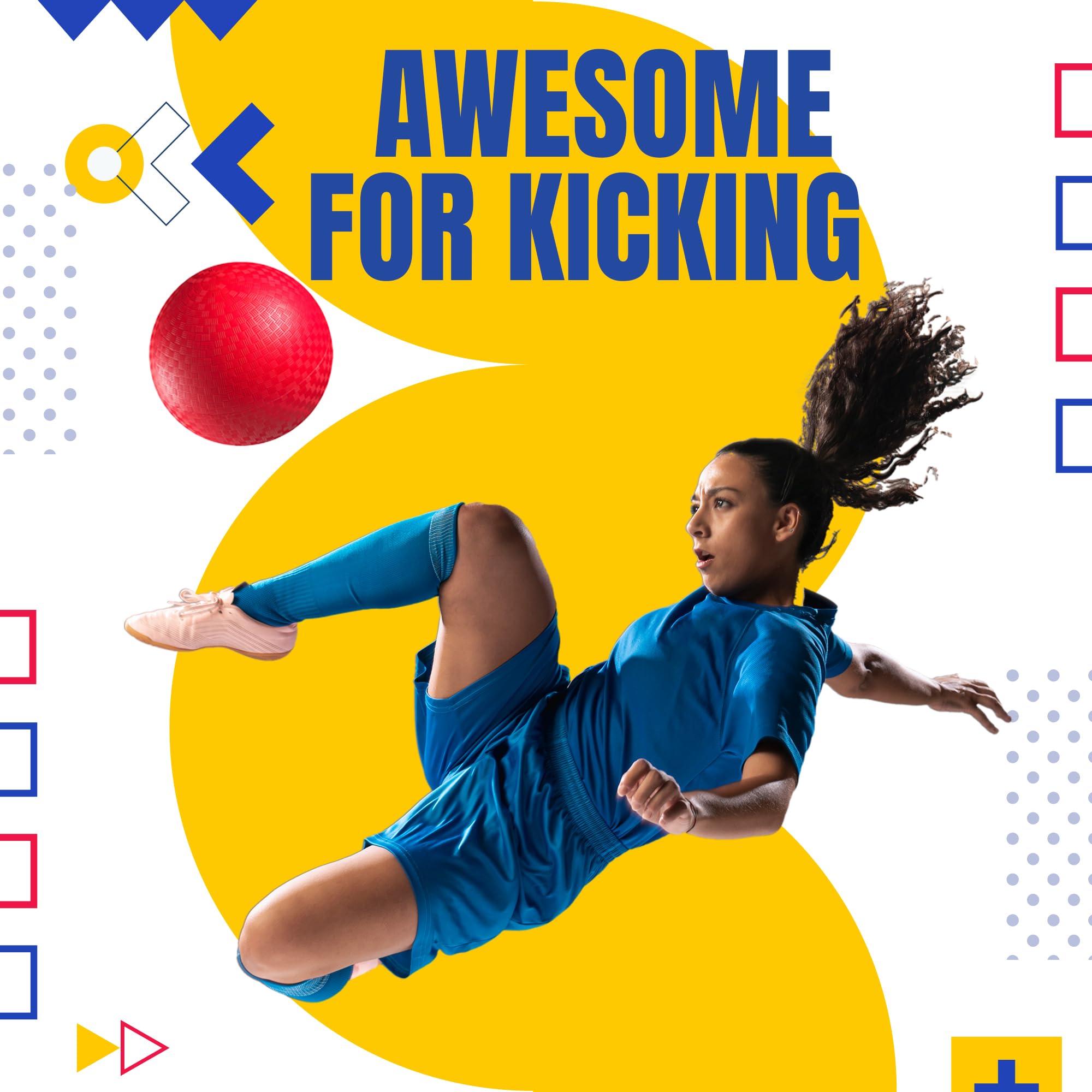 Bedwina Playground Ball - 8.5 Inch (1-Pack) Red Rubber Bouncy Inflatable Balls, w/Air Pump, for Kids & Adults, Indoor & Outdoor Games, Kickballs, Dodgeball, Four Square, Handball and More