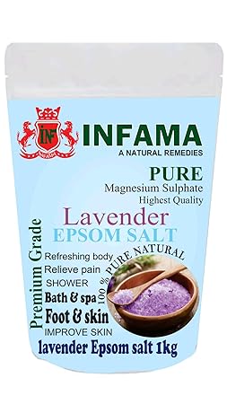 INFAMA Pure Epsom Salt with lavender oil (Bathing,Relaxation,Pain Relief, Therapeutic Spa Treatment) (1kg)