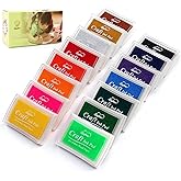 Lsushine 15 Colors Craft Ink Pads, Washable Stamp Pads for DIY Stamping | Ink Pad Set for Rubber Stamps, Finger Painting, Crafts on Paper, Wood, Fabric, Scrapbooking, DIY &amp; Back to School Supplies