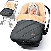 Orzbow Faux Sheepskin Winter Car Seat Cover for Babies, Water Repellent Bunting Bag for Car Seats & Strollers, Warm and Cozy Carseat Footmuff to Protect Baby from Cold Wind, Machine Washable, Gray