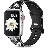 Muranne Floral Bands Compatible with Apple Watch Band 40mm 38mm for Women Girls, Soft Silicone Pattern Printed…
