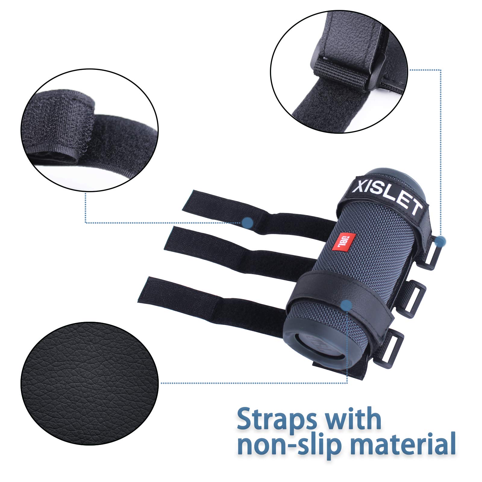 Xislet Portable Speaker Mount for UTV Sound Bar Golf Cart Ebike Scooter Boat Railing Removable Bluetooth Wireless JBL Speaker Holder Strap Fits JBL Charge 5 6 Flip 5 6 Side by Side Accessories