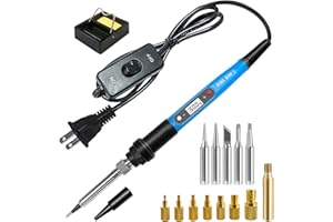 LUNAMOR Soldering Iron Heat Set Insert Tool, 80W 110V LCD Digital Soldering Welding Iron Kit with Iron Tips and Heat Set Insert Tips, 16-in-1 Adjustable Temperature 180-500℃ Solder Kit, Blue