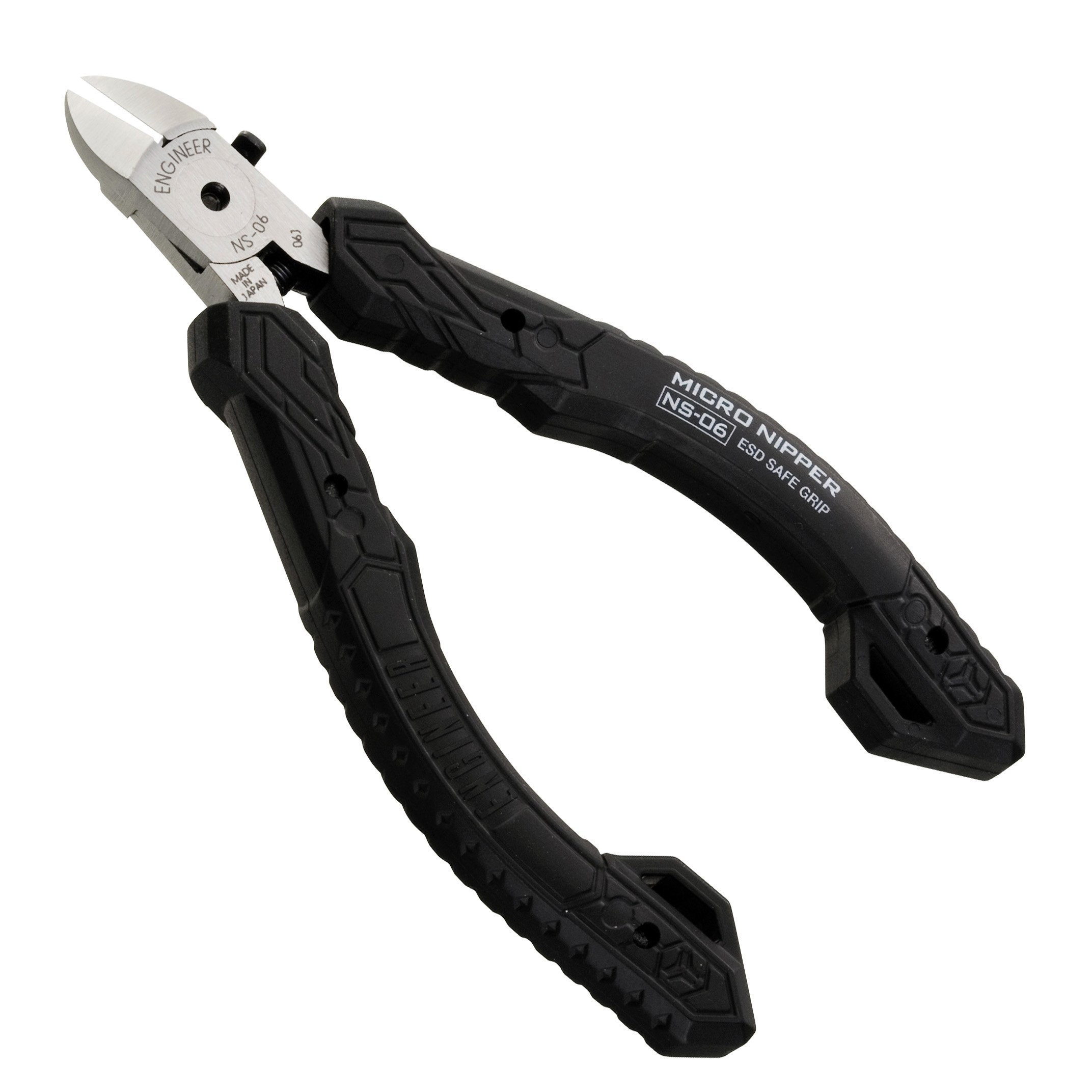 Precision mini/Micro Side Cutters, Professional Grade, ESD Safe with Hardened Carbon Steel Jaws (PCB Side Snips). Made in Japan. ENGINEER ns-06