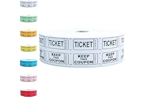 GENERIC 2000 White Raffle Tickets Double Roll (2 x 1000), 50/50 Raffle Tickets, Double Roll Raffle Tickets, Tickets for Events, Fundraisers, Class Rewards, Door Prizes, and Parties