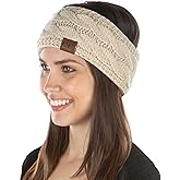 Funky Junque Women’s Fleece-Lined Knit Headband – Confetti Ear Warmer for Winter, Cozy Sherpa Interior, Soft Stretch Fit - Beige