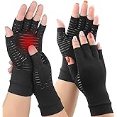 2Pairs Copper Arthritis Compression Gloves for Women Men, Fingerless Compression Gloves for Carpal Tunnel, Hand Pain, RSI, Driving, Typing, Copper Gloves Support Hands and Wrist for Work (Medium)