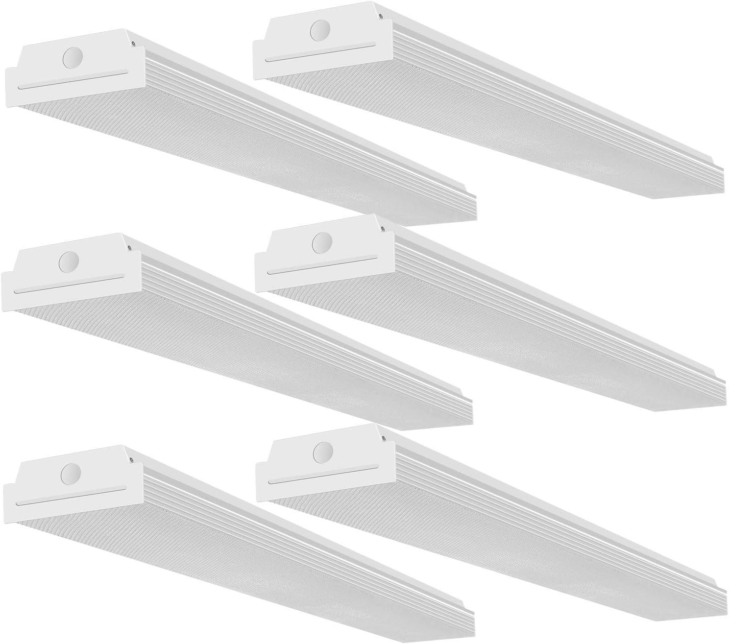 FaithSail 4FT LED Wraparound 40W Wrap Light, 4400lm, 4000K Neutral White, 4 Foot LED Shop Lights for Garage, 48 Inch LED Light Fixtures Ceiling Mount Office Light, Fluorescent Tube Replacement, 6 Pack