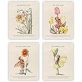 heilkee Fairy Room Decor Aesthetic Vintage Cottagecore Wall Art Fairycore Bedroom Decor Cute Dorm Posters for Teen Girls Flower Faerie Art Prints Goblincore Pictures(UNFRAMED 8x10in)