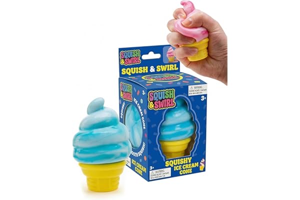 Ice Cream Squeeze Squishy, Ice Cream Cone Squishy, Slow Rise Sensory Fidget Toy, Easter Basket Stuffers Party Favors Summer Sensory Stress Relief (Blue)