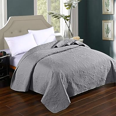 HollyHOME Super Soft Solid Bed Quilt Comforter with Floral Pattern