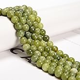 Land Long 8mm 95pcs Natural Green Jade Smooth Round Genuine Real Stone Gemstone DIY Beads for Jewelry Making