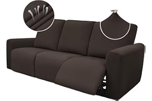 ROFASVCO Cool Reclining Couch Covers for 3 Cushion Couch Stretch 8-Pieces Recliner Sofa Covers 3 Seater Non Slip Washable Recliner Slipcovers with Elastic Bottom (3 Seat, Dark Brown)