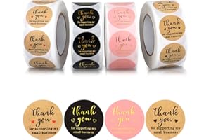JOYBERG Thank You Round Stickers for Supporting My Small Business Adhesive Labels, 3-Color, 1inch (2000Pcs, 4 Rolls, Each roll 500Pcs)