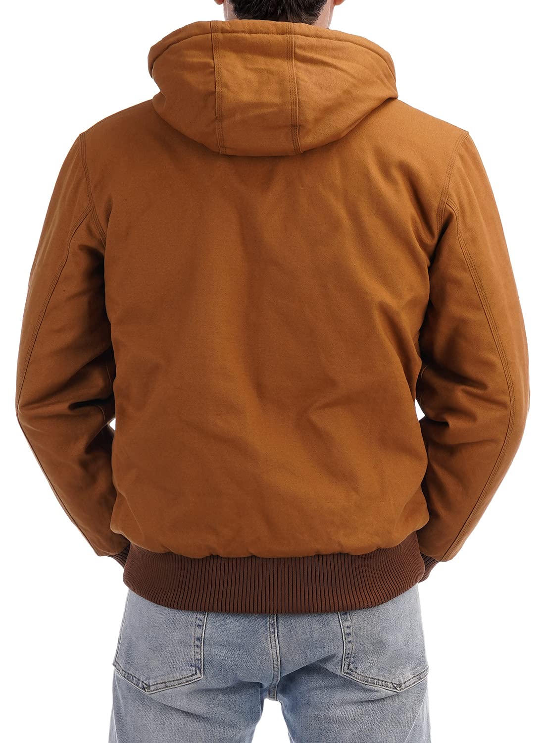 TUAOVA Men's Loose Fit Quilted Flannel Lined Workwear Waterproof Active Jacket Hooded Work Coat