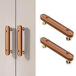 CcHhyyt 2 Pack Brown Leather Cabinet Pulls