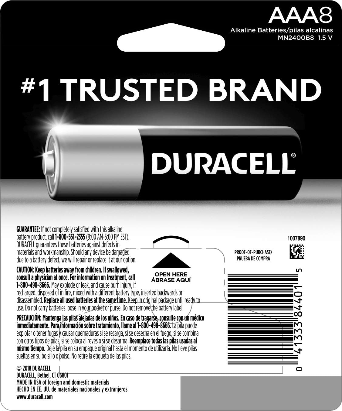 Duracell - CopperTop AAA Alkaline Batteries - long lasting, all-purpose Triple A battery for household and business - 8 Count: Health & Personal Care