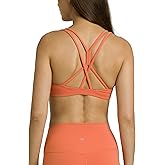 Colorfulkoala Women's Dreamlux Strappy Sports Bra Crisscross Back Yoga Tops with Molded Foam Cups