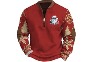 Ugly Sweatshirts Christmas Man 2025 Casual 3D Print Fall Xmas Outfits Outdoor Long Sleeve 1/4 Zip Winter Santa Sweaters