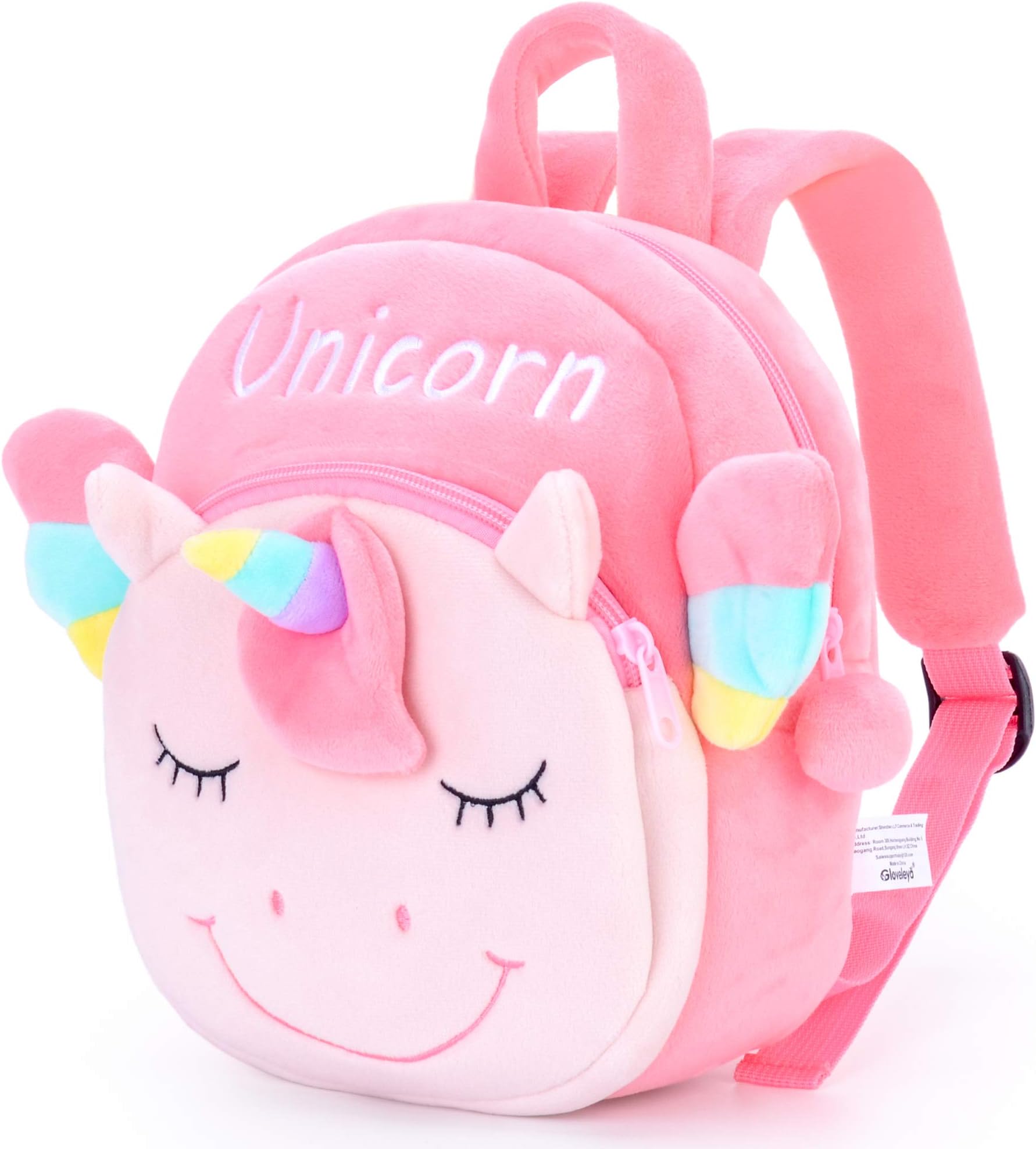 Gloveleya Unicorn Backpack for Girls Kids Plush Bag Pink 9 Inches