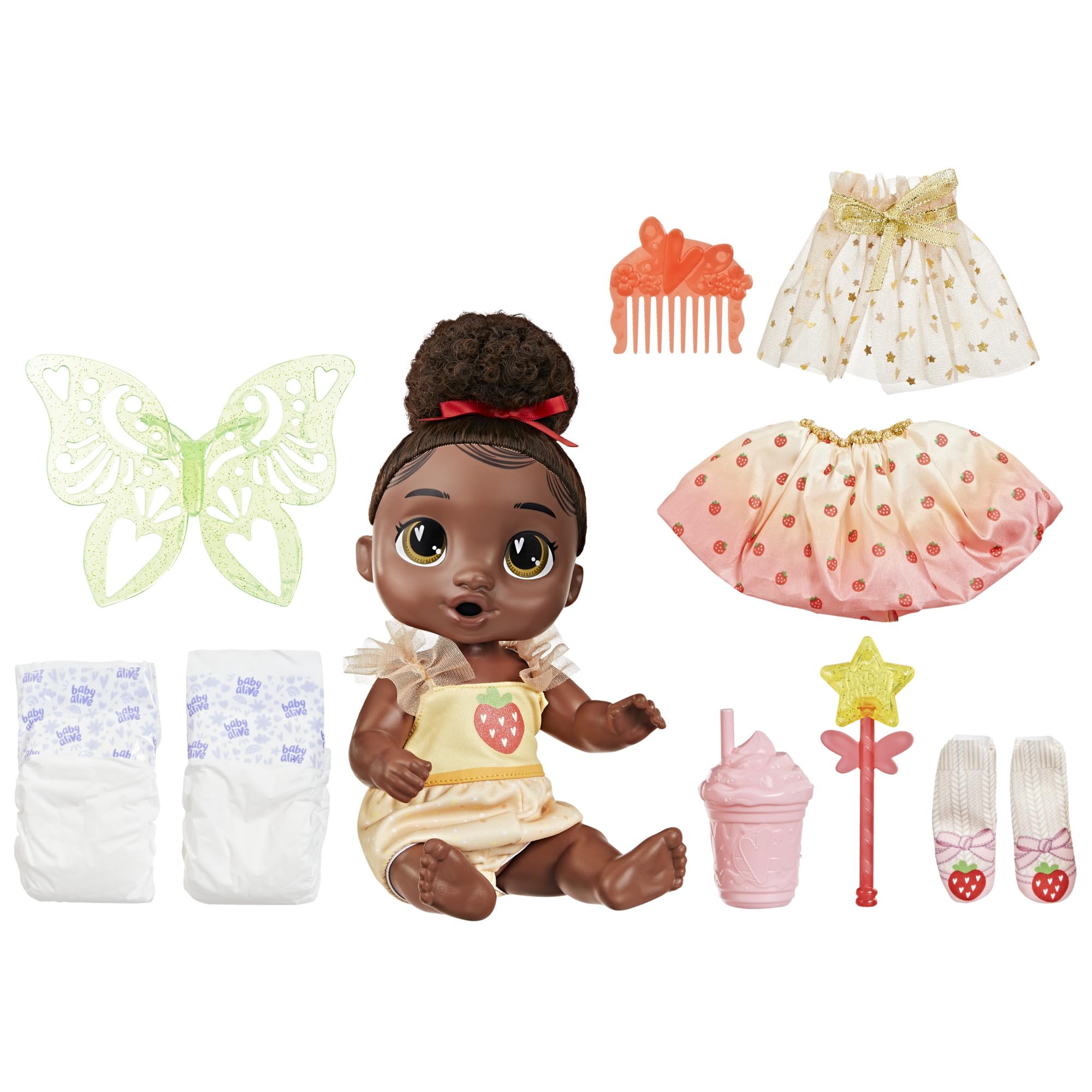 Baby Alive Fairy Fashions Berry Boo Doll with Clothes Accessories, Black Hair, 11 Inches, Kids Toys, Ages 3+ (Amazon Exclusive)